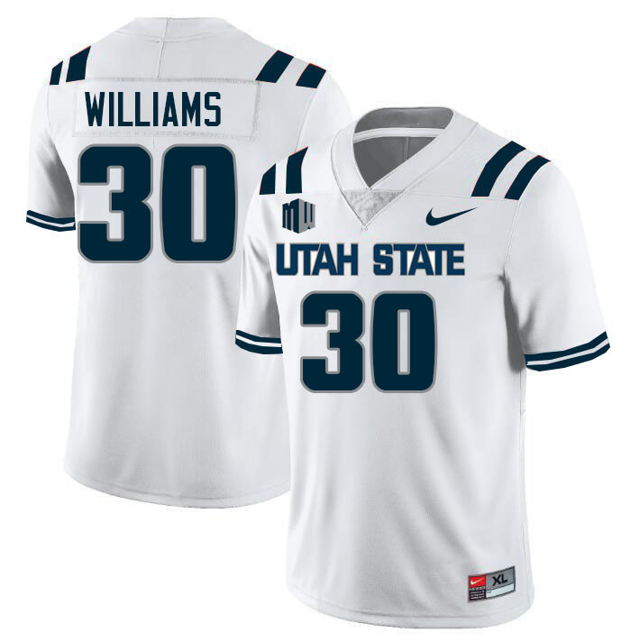 Utah State Aggies #30 Josh Williams College Football Jerseys Stitched Sale-White